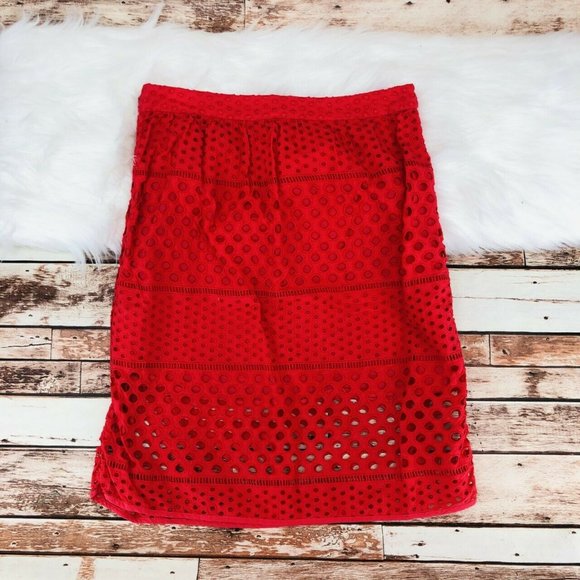 Ann Taylor Loft Eyelet Cutout Overlay Skirt Size 8 - Picture 6 of 6